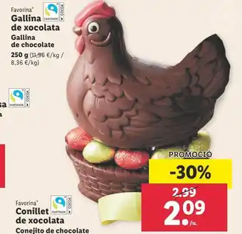 Lidl Gallina de chocolate favorina 250g oferta