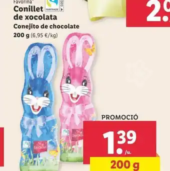 Lidl Conejito de chocolate favorina 200g oferta