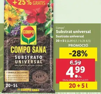 Lidl Sustrato universal compo 20 + 5l oferta