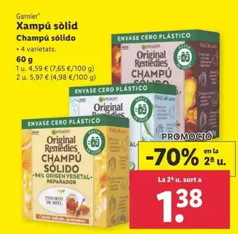 Lidl Champú sólido 60g garnier original remedies oferta
