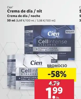 Lidl Crema de día / noche cien oferta