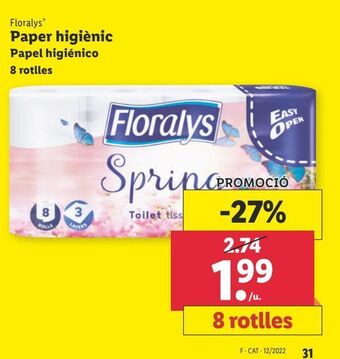 Lidl Papel higiénico floralys oferta