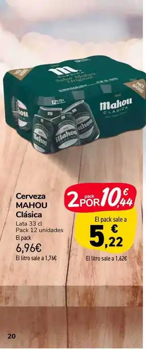 Carrefour Market Mahou Clásicca Cerveza 33cl pack 12 unidades oferta