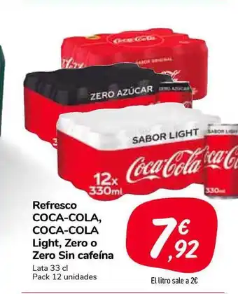 Carrefour Market Coca-Cola Refresco, Coca-Cola Light, Zero O Zero Sin Cafeina 33cl Pack 12 unidades oferta