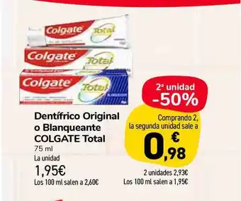 Carrefour Market Golgate Total Dentifrico Original O Blanqueante 75ml oferta