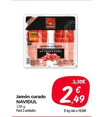 Carrefour Market Navidul Jamón Curado 138g Pack 2 unidades oferta