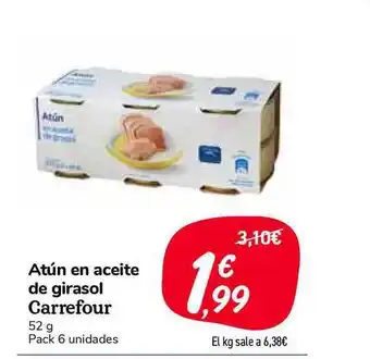 Carrefour Market Carrefour Atún en Aceite de Girasol 52g Pack 6 unidades oferta