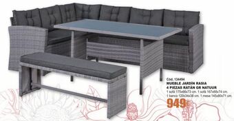 Ferrcash Mueble jardín rasia 4 piezas ratán gr natuur oferta