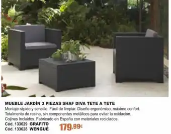 Ferrcash Mueble jardín 3 piezas shaf diva tete a tete oferta