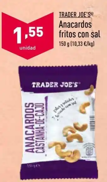 ALDI Trader Joe's Anacardos fritos con sal 150g oferta
