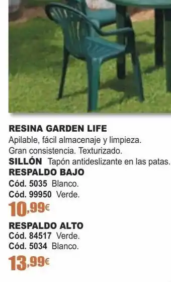 Sillón resina garden life