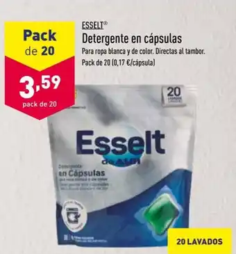 ALDI Esselt Detergente en cápsulas Pack de 20 oferta