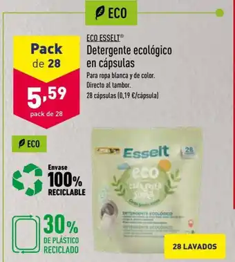 ALDI ECO Esselt Detergente ecológico en cápsulas Pack de 28 oferta