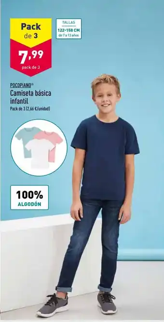 ALDI Pocopiano Camiseta básica infantil Pack de 3 oferta