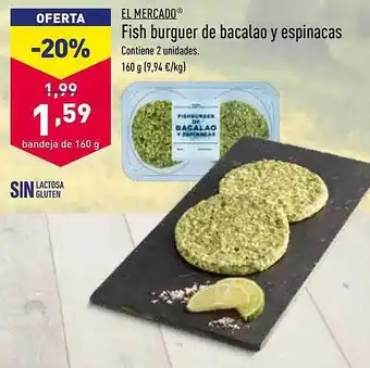 ALDI El Mercado Fish Burguer De Bacalao Y Espinacas oferta