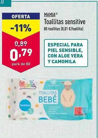 ALDI Mamia Toallitas Sensitive oferta