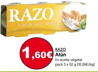 Hiper Usera Razo Atún En aciete vegetal pack 3 x 52 g oferta