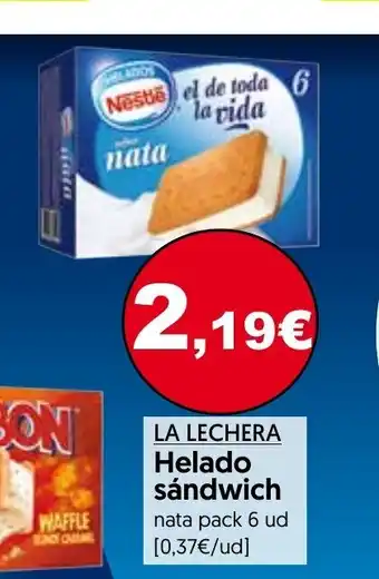 Hiper Usera La Lechera Helado sándwich nata pack 6 ud oferta
