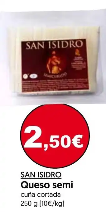 Hiper Usera San Isidro Queso semi cuña cortada 250g oferta