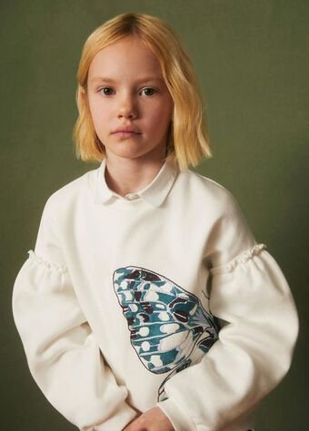 Mango Kids Sudadera algodón bordado oferta