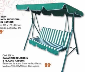 Ferrcash Balancín de jardín 3 plazas natuur oferta