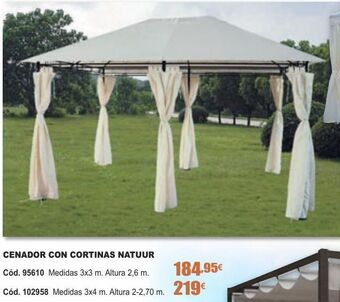 Cenador con cortinas natuur