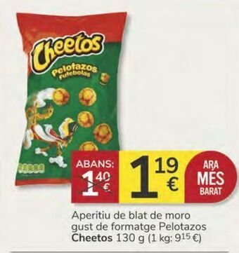 Aperitivo de maíz sabor queso pelotazos cheetos