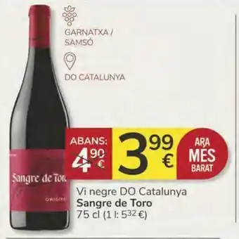 Supermercados Charter Vino tinto do catalunya sangre de toro oferta