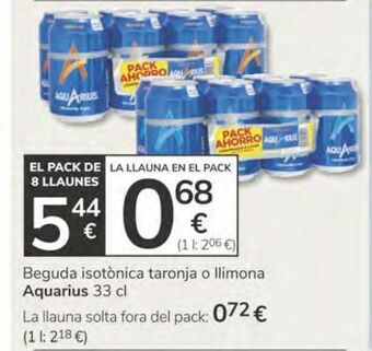 Supermercados Charter Bebida isotónica naranja o limón aquarius oferta