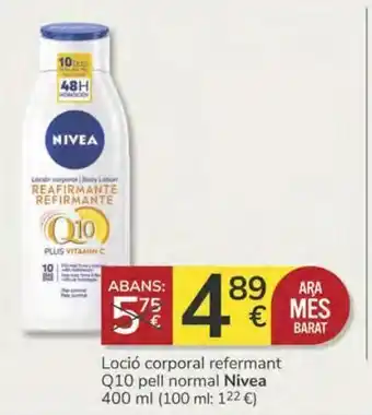 Supermercados Charter Loción corporal reafirmante q10 piel normal nivea oferta