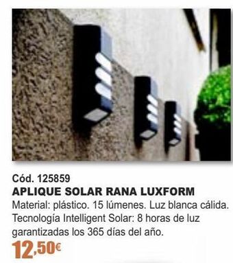 Ferrcash Aplique solar rana luxform oferta