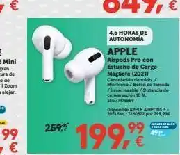 Worten € 4,5 horas de autonomia apple airpods pro con estuche de carga magsafe (2021) cancelación de nulido micro / baton de tanda oferta