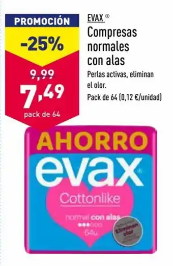 ALDI Evax Compresas normales con alas oferta