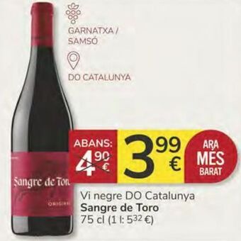 Consum Vi negre do catalunya sangre de toro oferta