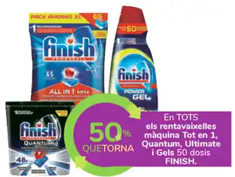 Carrefour Finish En Tots els rentavaixelles màquina Tot en 1, Quantum, Ultimate i Gels 50 dosis oferta
