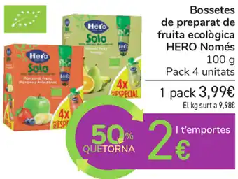 Carrefour Hero Bossetes de preparat de fruita ecológica Nomès 100g oferta