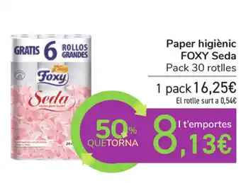 Carrefour Foxy Seda Paper higiènic Pack 30 rotlles oferta