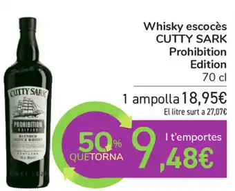 Carrefour Cutty Sark Whisky Escocès Prohibition Edition 70cl oferta