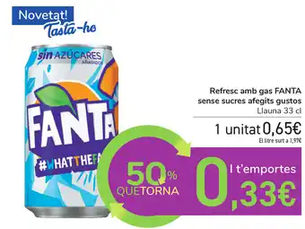 Carrefour Fanta Refresc amb gas sense sucres afegits gustos 33cl oferta