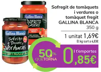 Carrefour Gallina Blanca Sofregit de tomàquets i verdures o tomàquet fregit 350g oferta