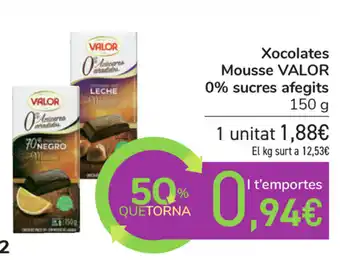 Carrefour Mouse Valor Xocolates 0% sucres afegits 150g oferta