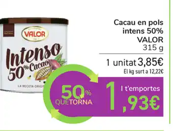 Carrefour Valor Cacau en pols intens 50% 315 oferta