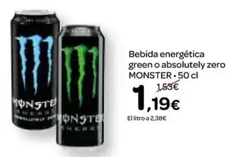 Dialprix Monster Bebida energética green o absolutely zero 50 cl oferta