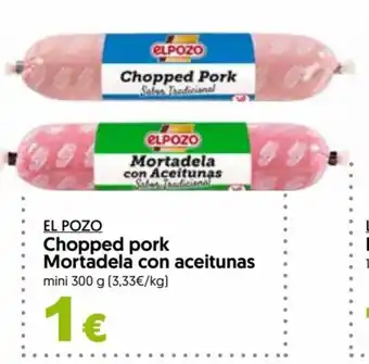 Hiper Usera El Pozo Chopped pork Mortadela con aceitunas mini 300g oferta