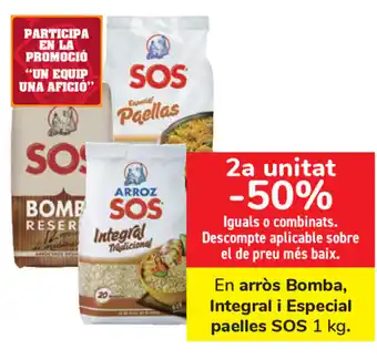Carrefour En arrós Bomba Integral i Especial paelles SOS 1kg oferta
