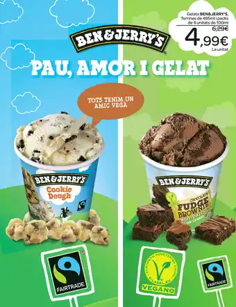 Ben & Jerry's Gelats Terrines de 465ml i packs de 4 unitats de 100ml