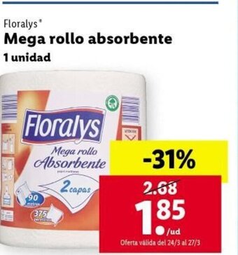 Lidl Floralys Mega rollo absorbente 1 unidad oferta
