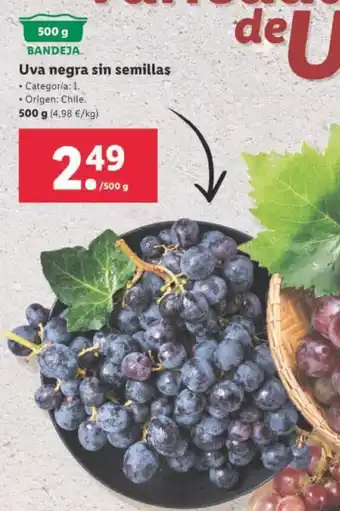 Lidl Uva negra sin semillas 500g oferta