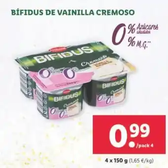 Lidl Bífidus De Vainilla Cremoso 4x150g oferta