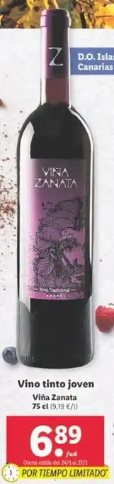 Lidl Vino tinto joven Viña Zanata 75 cl oferta